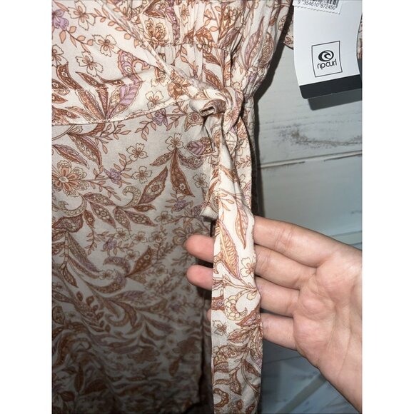 Rip Curl Wrap Maxi Dress Women’s Sz L Paisley Floral Apricot Peach Color New - Picture 6 of 12